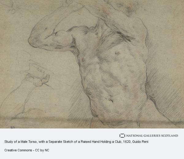 600x521 Study Of A Male Torso, With A Separate Sketch Of A Raised Hand - Torso Sketch