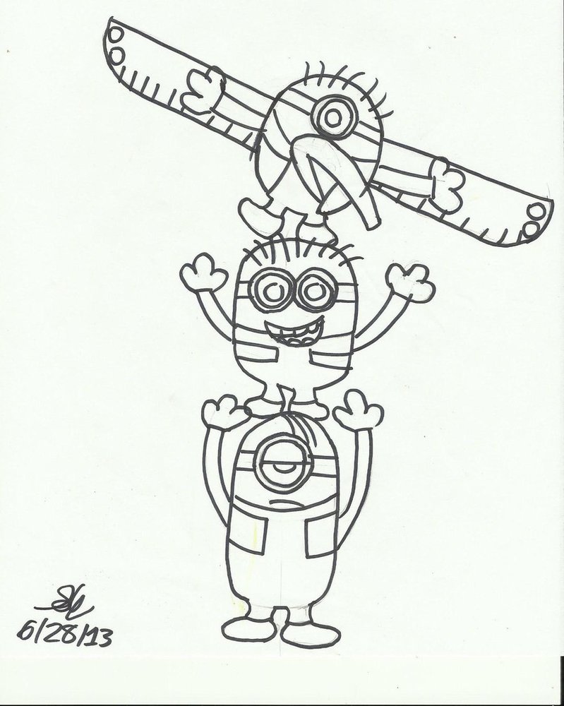 799x1000 Minion Totem Pole By Erosempai - Totem Pole Sketch