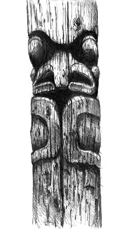 450x776 Totem Pole Sketching In The Museum - Totem Pole Sketch