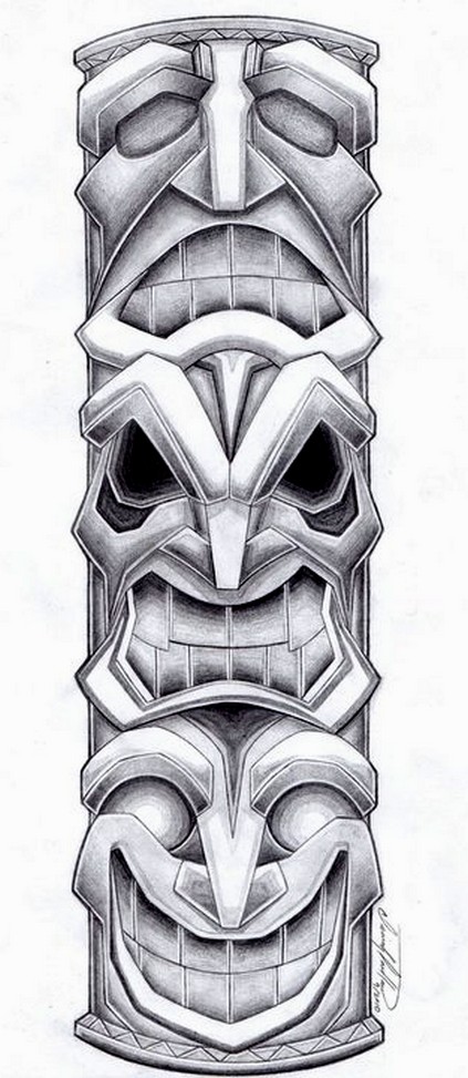 423x973 Totem Pole Tattoo Design By Spiderlaw - Totem Pole Sketch