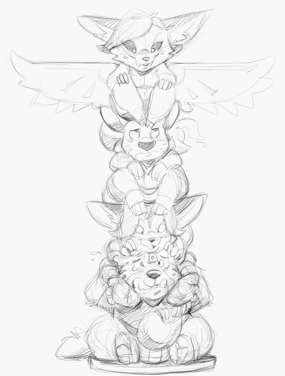 910x1200 Totem Pole Weasyl - Totem Pole Sketch
