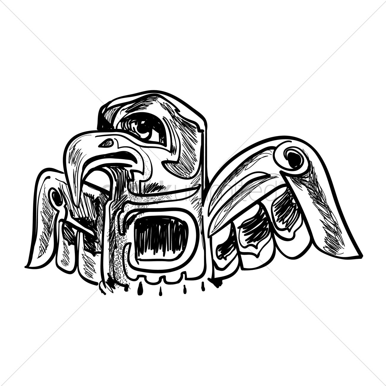 1300x1300 Totem Pole Vector Image - Totem Pole Sketch
