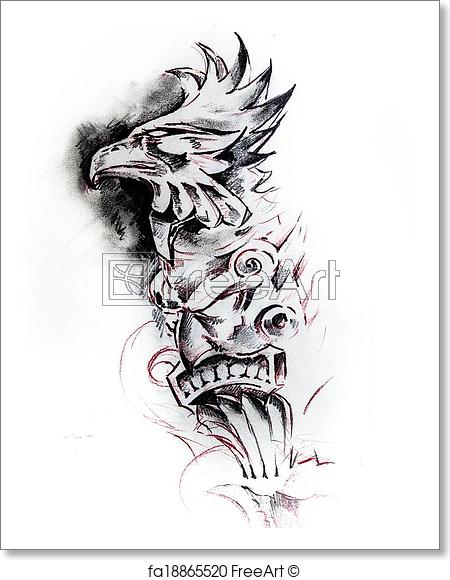 450x580 Free Art Print Of Totem, Sketch Of Tattoo. Handmade Tattoo Sketch - Totem Sketch