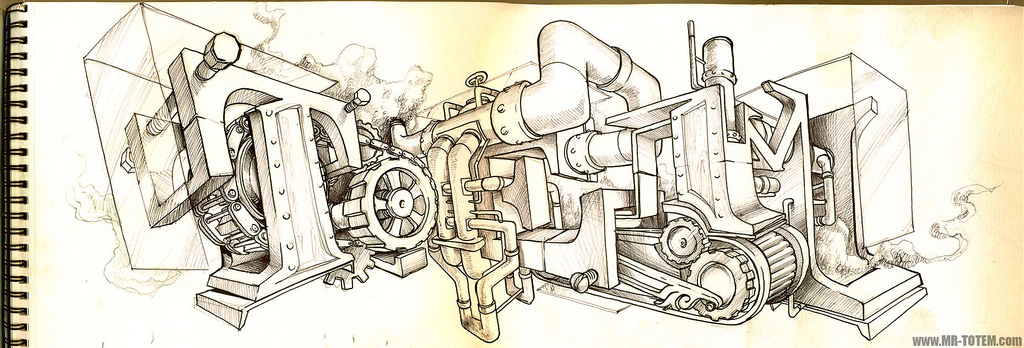 1024x348 The Steam Punk Totem Sketch I Rarely Post Up My - Totem Sketch