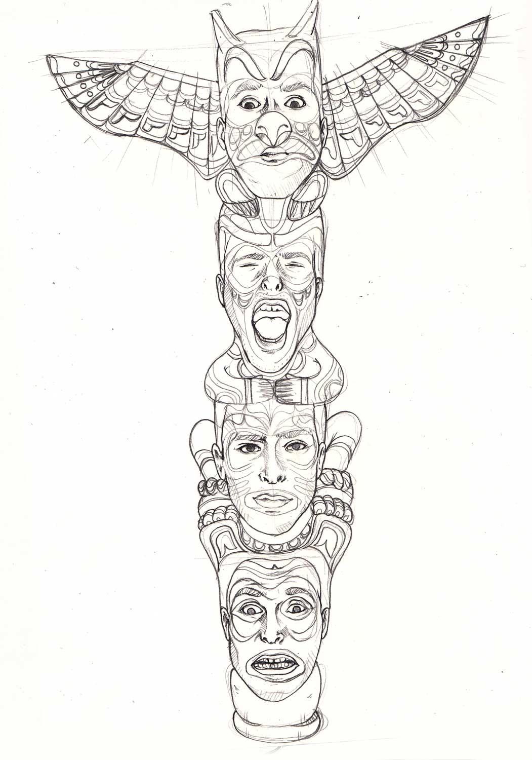1051x1500 Minnon Totem Cole - Totem Sketch