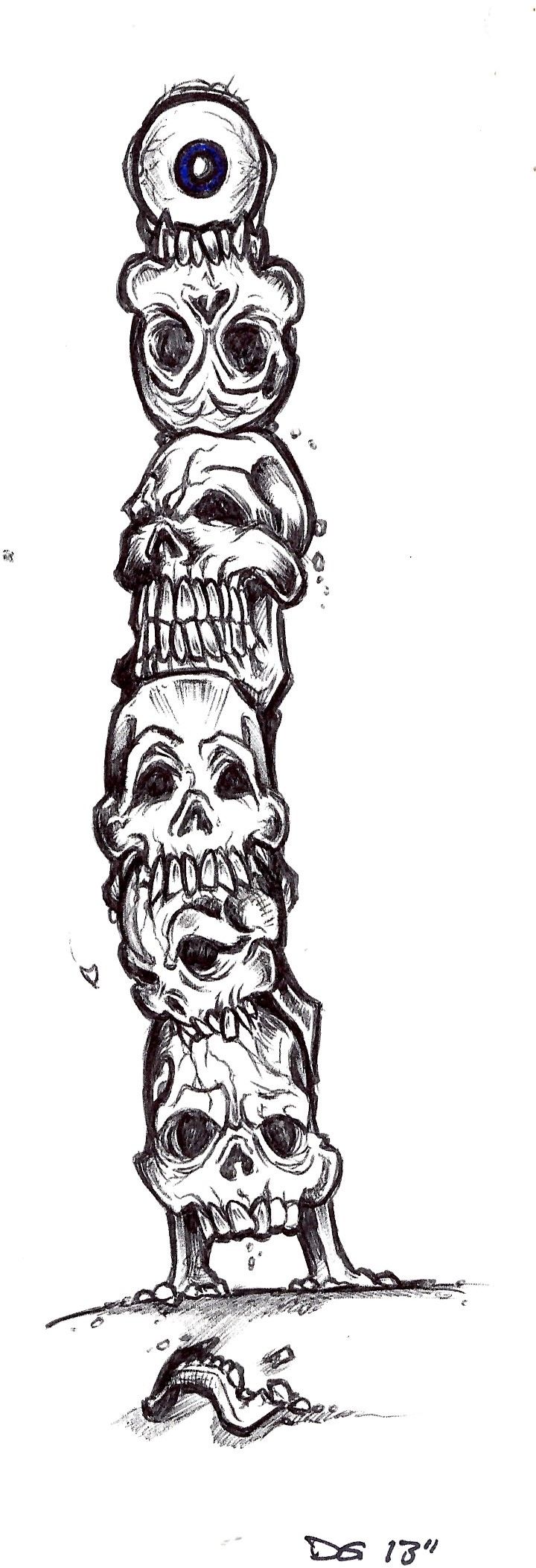720x2105 Totem Drawing - Totem Sketch