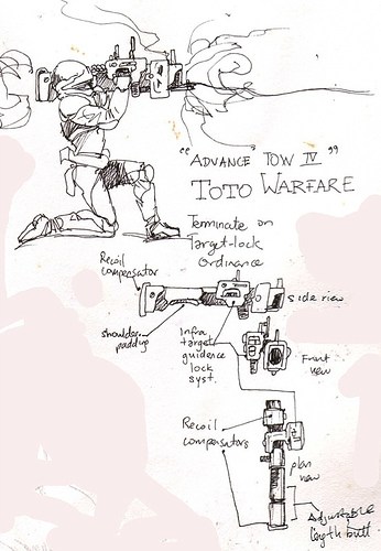 346x500 Ink On Paper Sketch T.o.t.o. Warfare My Right Brain - Toto Sketch