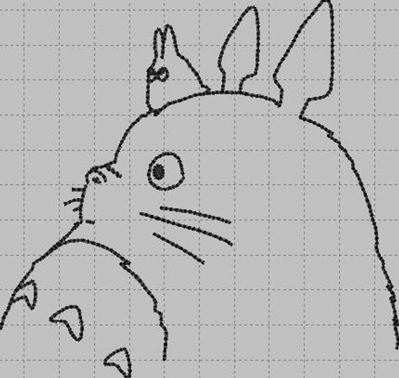 570x540 Totoro Sketch Digital Machine Embroidery Design File 4 X 4 Etsy - Totoro Sketch