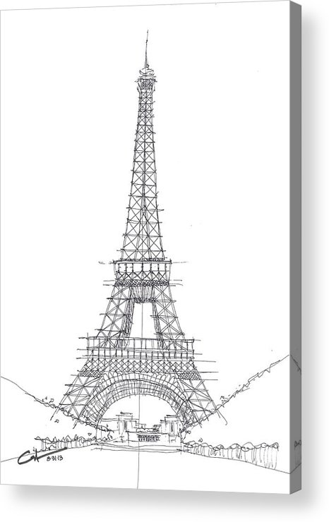 466x740 La Tour Eiffel Sketch Acrylic Print By Calvin Durham - Tour Eiffel Sketch