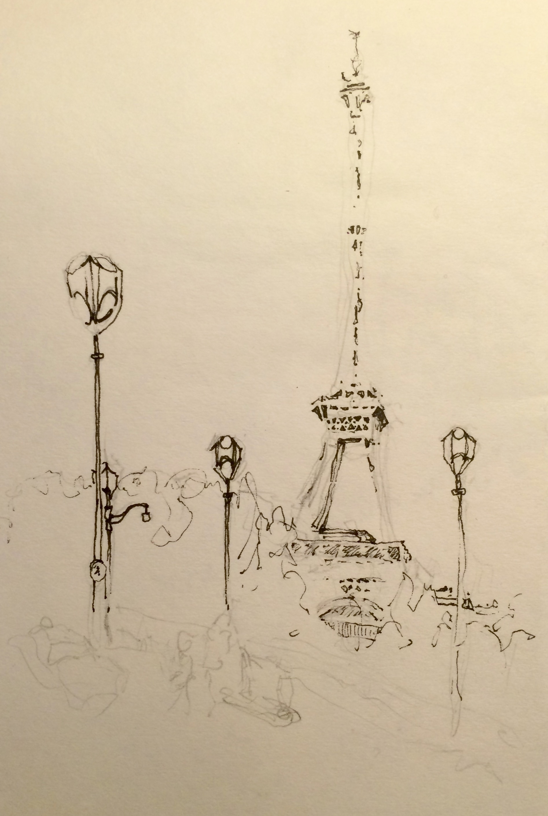 1894x2821 Tour Eiffel And Street Light, Paris, France Chris Carter Artist - Tour Eiffel Sketch