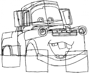300x247 How To Draw Tow Mater From Disney Cars Movie Tow - Tow Mater Sketch