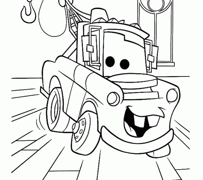 678x600 Mater Coloring Book Mater Tow Mater And Guido Side Side Coloring - Tow Mater Sketch