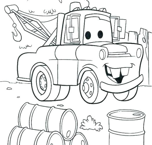 525x500 Tow Mater Coloring Pages Cars Printable Free Sheets Sithlord.co - Tow Mater Sketch