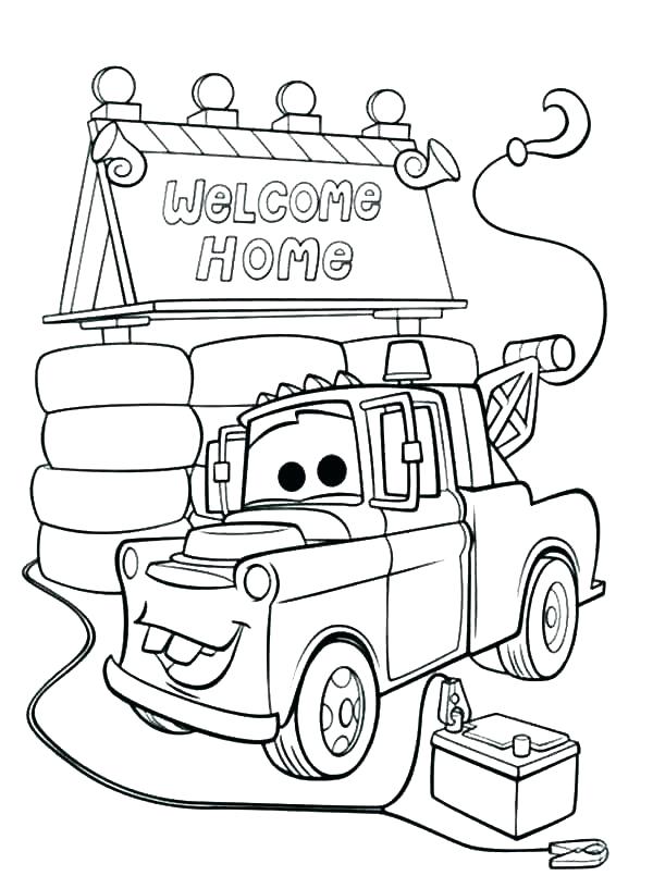 600x805 Mater Coloring Pages - Tow Mater Sketch
