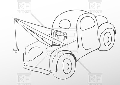 400x283 Outlines Of Old Tow Truck Vector Image Vector Artwork Of - Tow Truck Sketch