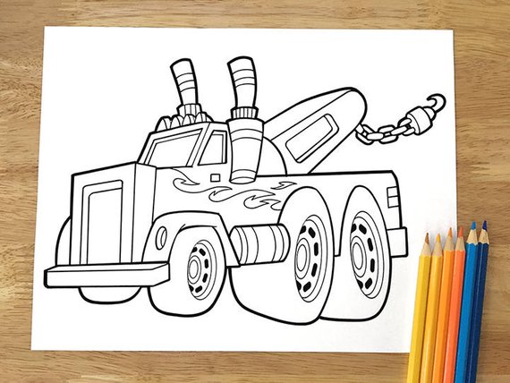 570x428 Big Tow Truck Coloring - Tow Truck Sketch