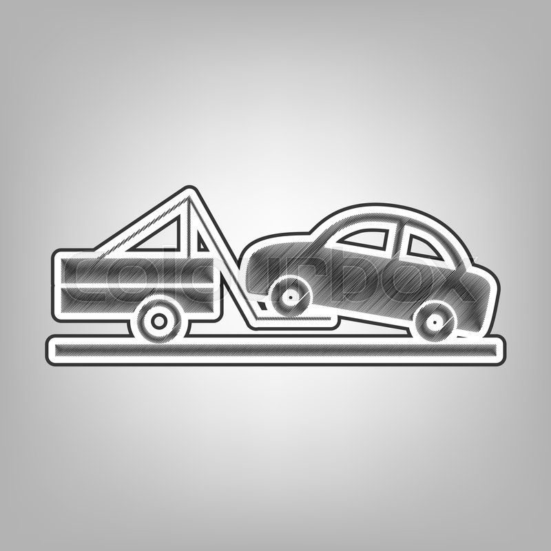 800x800 Tow Truck Sign. Vector. Pencil Sketch Imitation. Dark Gray - Tow Truck Sketch