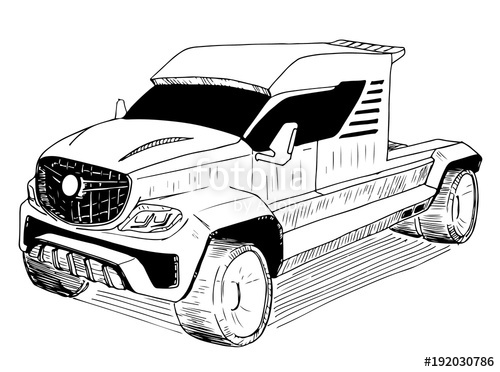 500x372 Painted Vector Sketch Concept Car Tow Truck Stock Image And - Tow Truck Sketch