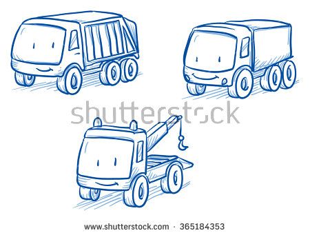450x341 Cute Set Of Vehicles, Trucks, Tow Truck. Hand Drawn Vector Cartoon - Tow Truck Sketch