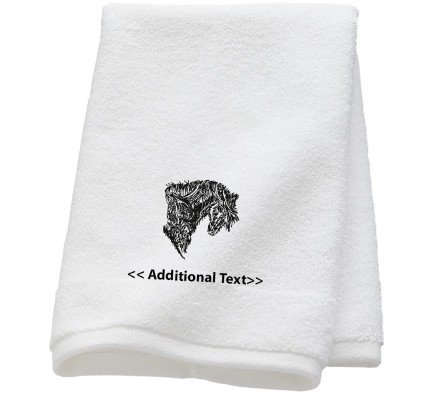 435x400 Personalised Horse Sketch Custom Embroidered Terry Cotton Towel - Towel Sketch