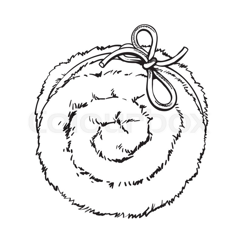 800x800 Top View Of Rolled Up Fluffy Green Towel, Spa Salon Accessory - Towel Sketch