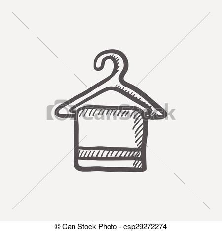 450x470 Towel On Hanger Sketch Icon For Web And Mobile. Hand Drawn Vector - Towel Sketch