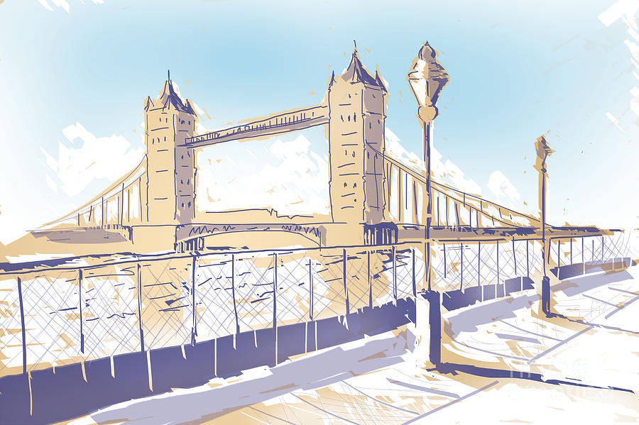 900x599 Minimalist Hand Drawn Sketch Tower Bridge London Photograph By - Tower Bridge Sketch