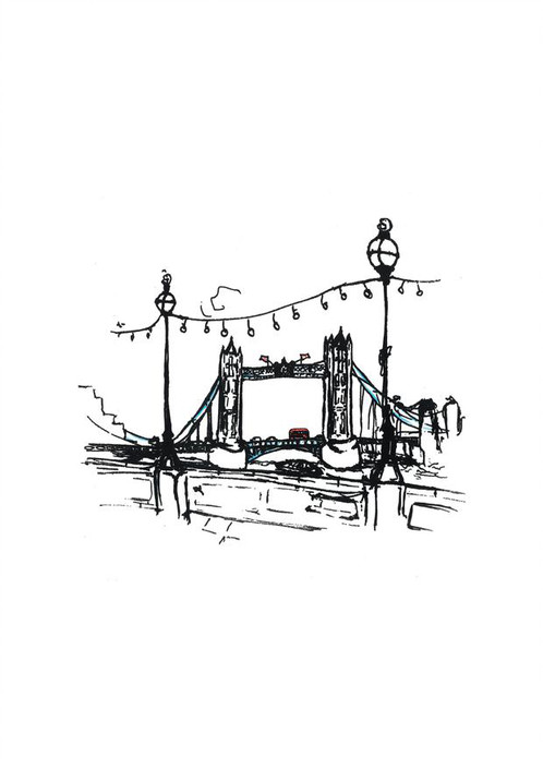 498x704 Tower Bridge London, Lovely Quality Signed A4 Print - Tower Bridge Sketch
