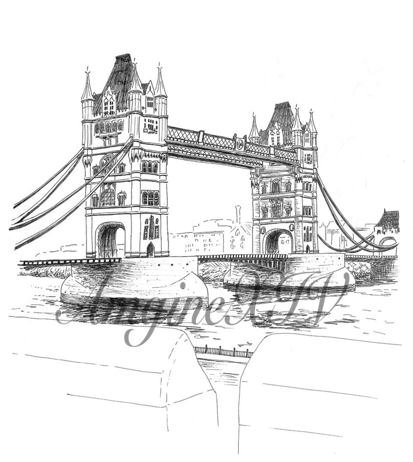 845x945 Tower Bridge Clipart London Drawing - Tower Bridge Sketch