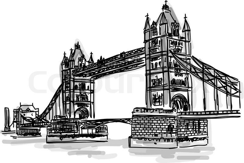 800x536 London Bridge Sketch - Tower Bridge Sketch