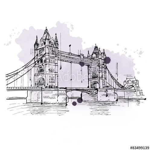 500x500 Artistic Sketch Of The Tower Bridge, London - Tower Bridge Sketch