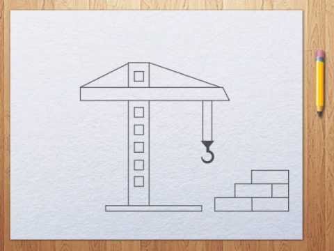 480x360 How To Draw A Crane Step By Step - Tower Crane Sketch