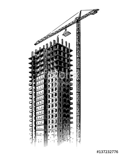 Tower Crane Sketch at PaintingValley.com | Explore collection of Tower ...