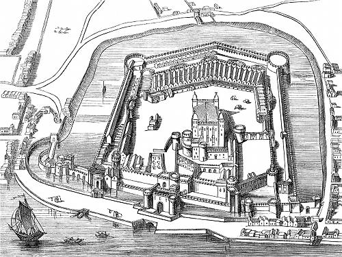 500x375 The Tower Of London Castle Diagram (Wallpaper Version) - Tower Of London Sketch