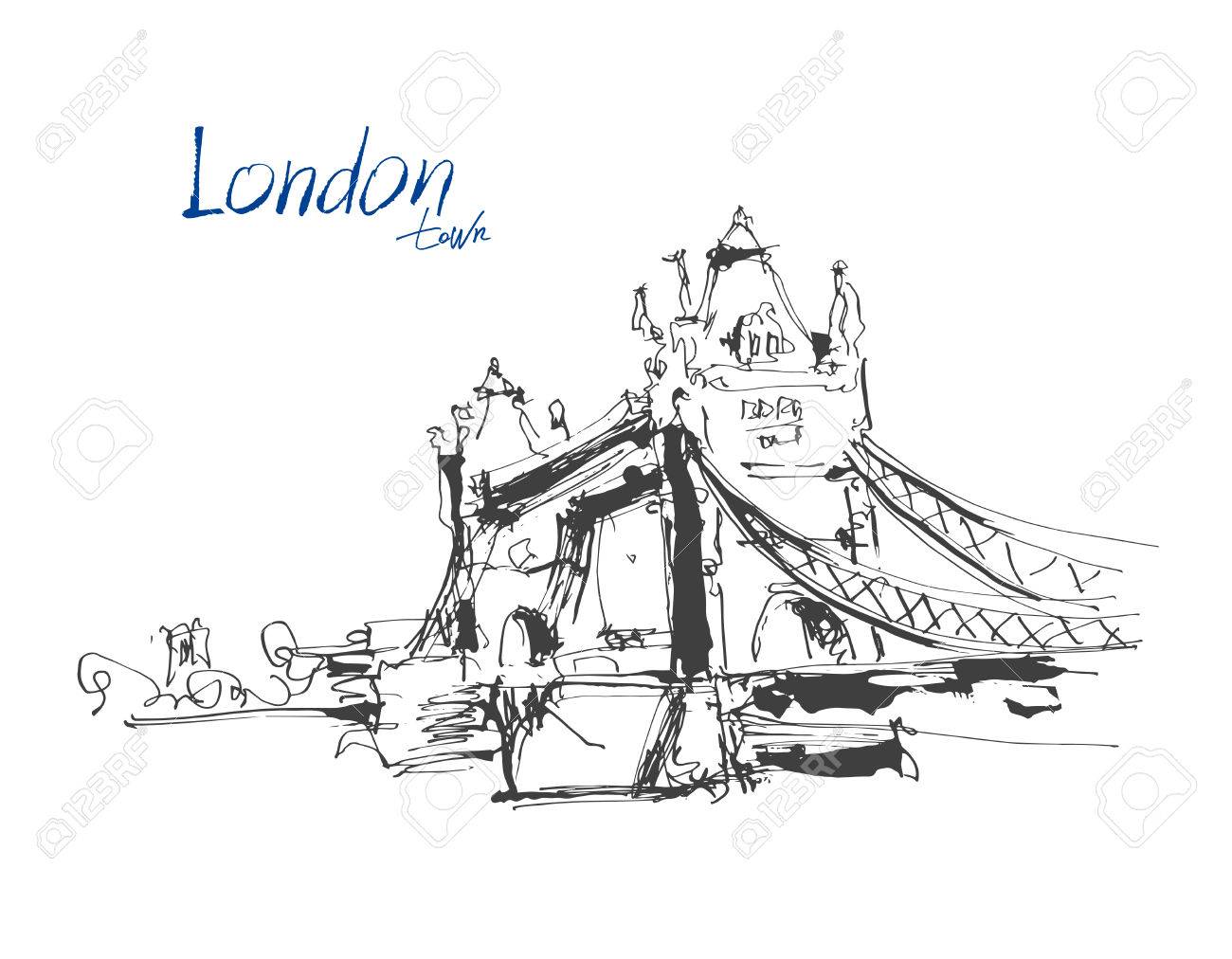 1300x1012 Tower Bridge Clipart London Sketch 9 - Tower Of London Sketch