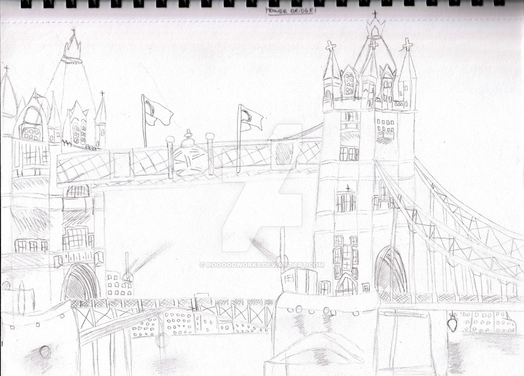 1024x736 Tower Bridge London, Sketch By Roooodworks - Tower Of London Sketch