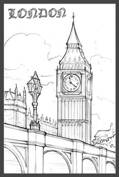 236x351 London Big Ben Drawing - Tower Of London Sketch