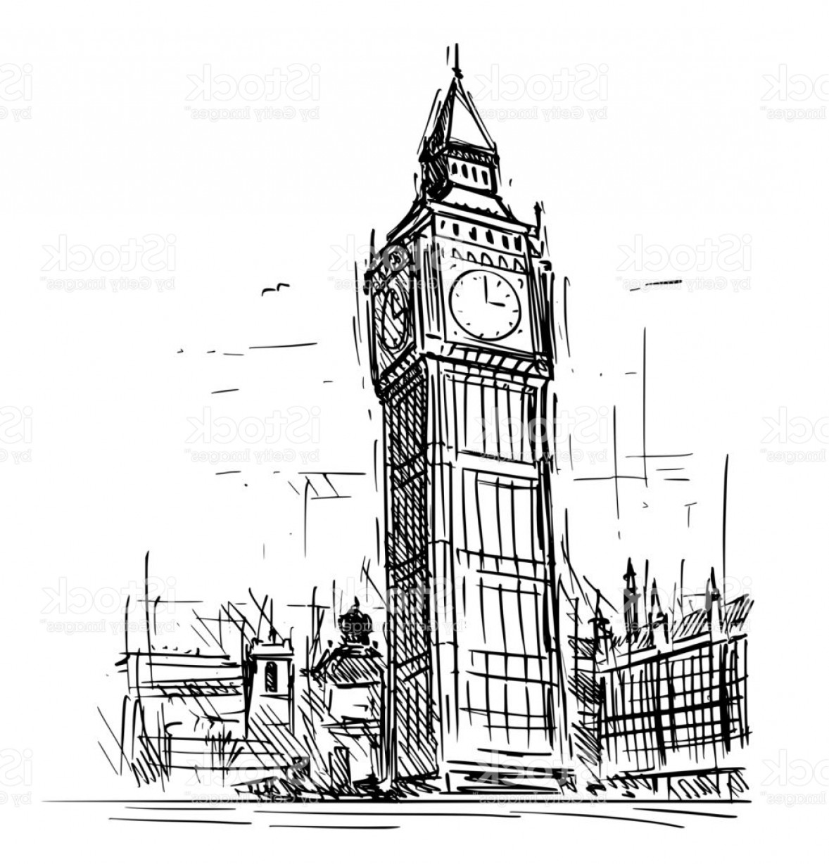 1178x1228 Cartoon Sketch Of Big Ben Clock Tower In London England United - Tower Of London Sketch