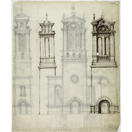 434x434 Designs For The Church Of St Bartholomew, Moor Lane, London - Tower Of London Sketch