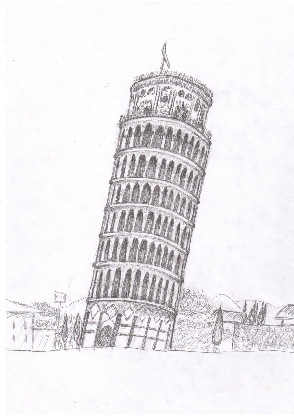 1131x1600 Sketch Of The Leaning Tower Of Pisa ,italy 1099982255 - Tower Of Pisa Sketch