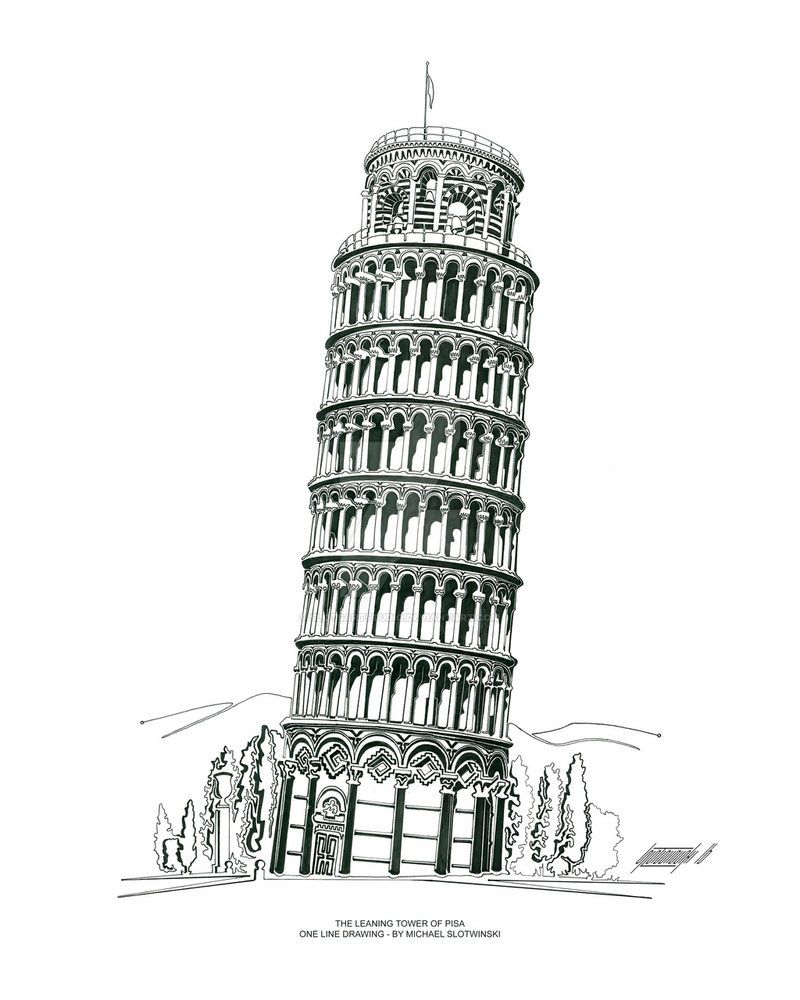 800x1000 The Leaning Tower Of Pisa - Tower Of Pisa Sketch