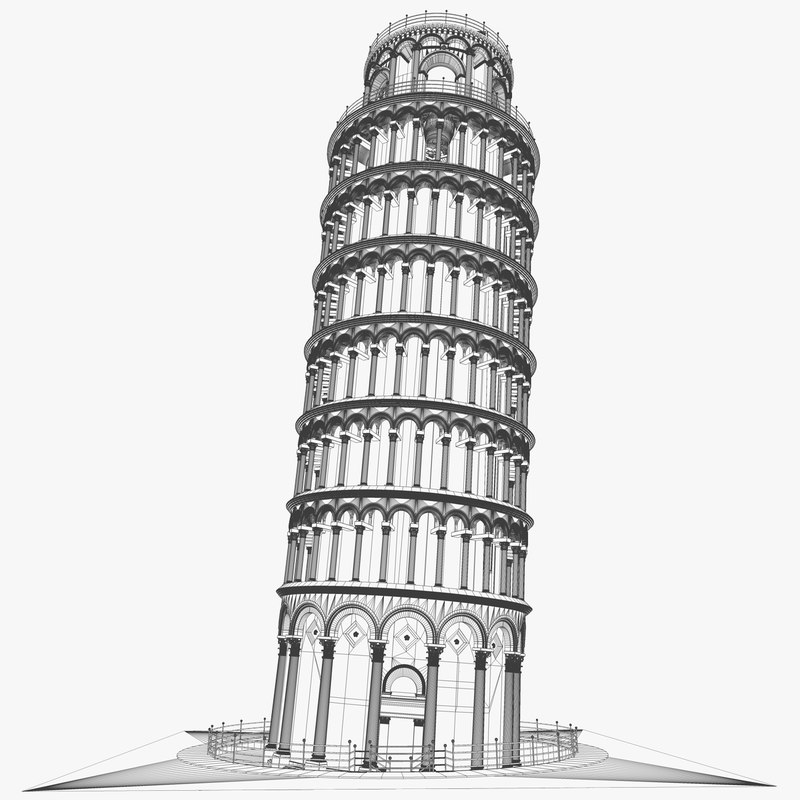 800x800 Pisa Tower Leaning 3d C4d - Tower Of Pisa Sketch