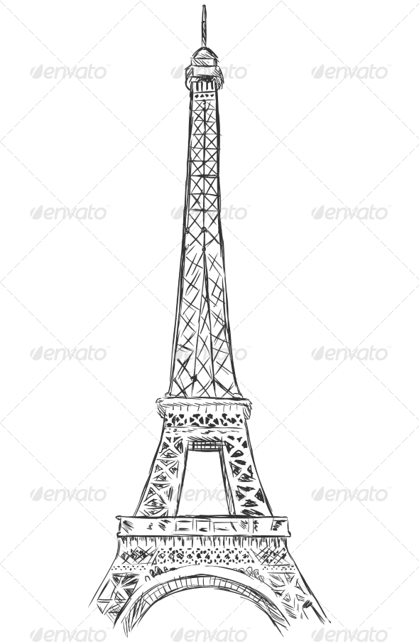 590x903 Eiffel Tower Sketch By Nikiteev Graphicriver - Tower Sketch
