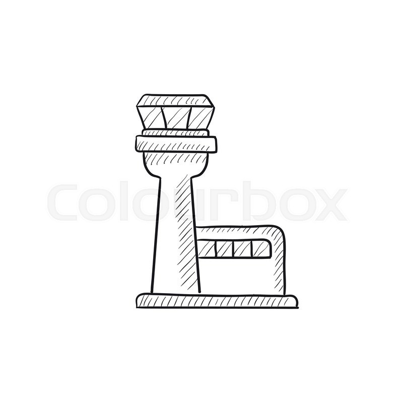 800x800 Flight Control Tower Vector Sketch Icon Isolated On Background - Tower Sketch