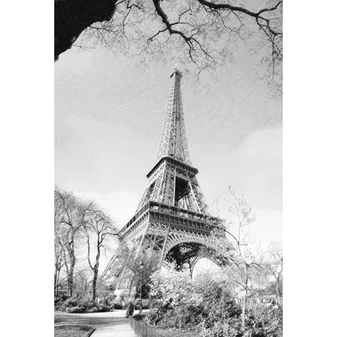 1100x1100 Old Time Eiffel Tower Sketch - Tower Sketch