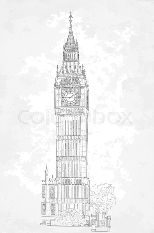 529x800 Sketch Of London Big Ben Tower. Vector Stock Vector Colourbox - Tower Sketch