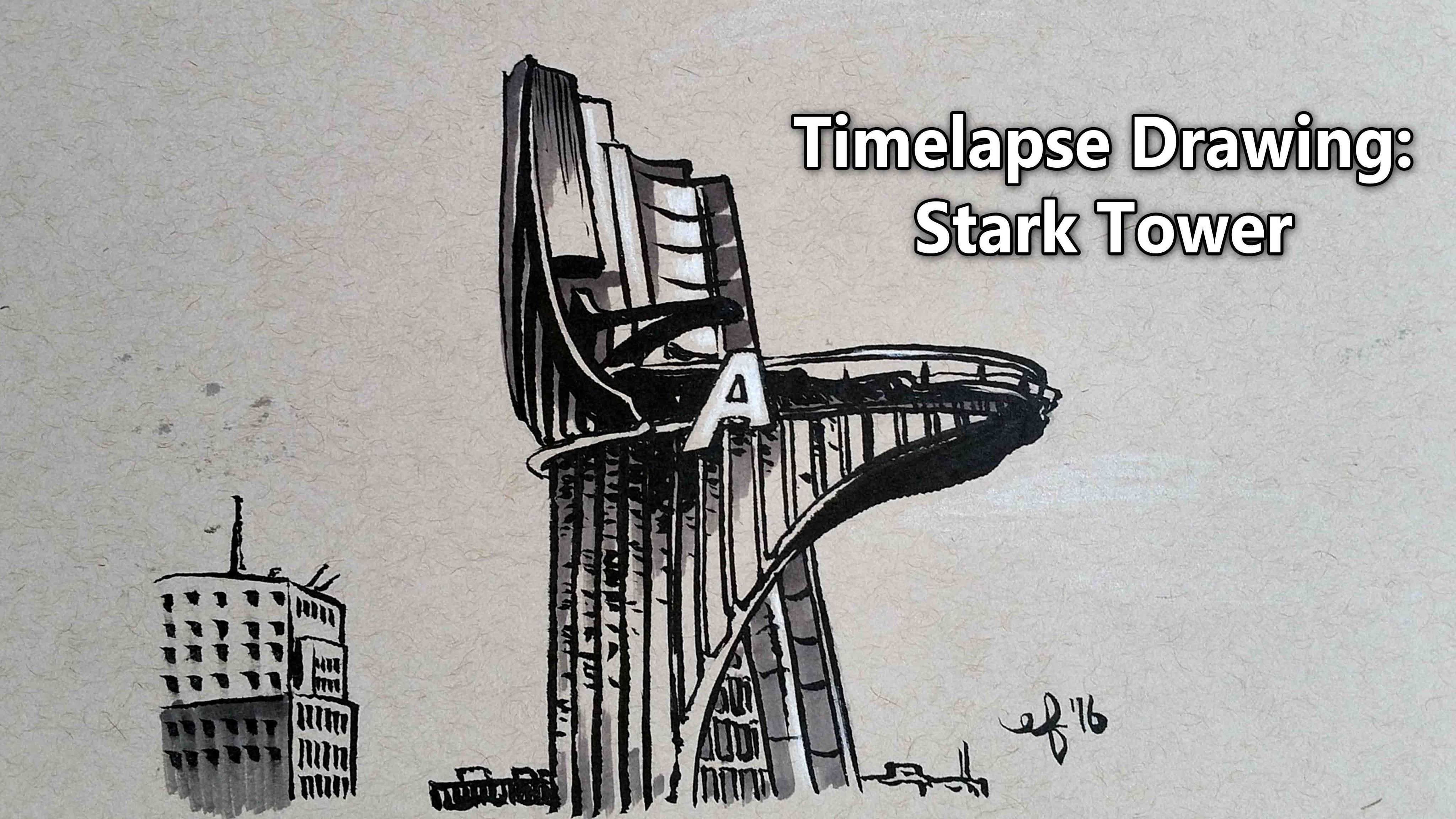 4096x2304 Time Lapse Sketch Of Stark Tower - Tower Sketch