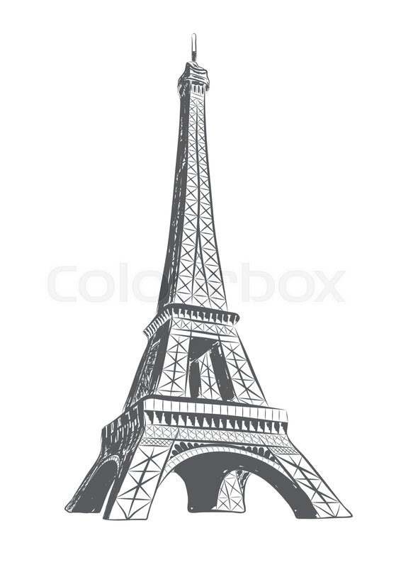 566x800 Vector Illustration Of Eiffel Tower Drawn In Sketch Style. Eps - Tower Sketch