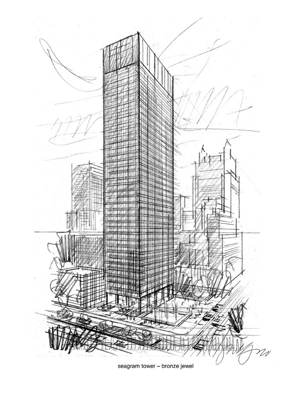 584x792 Seagram Tower - Tower Sketch