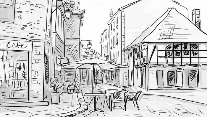 700x397 Illustration To The Old Town - Town Sketch